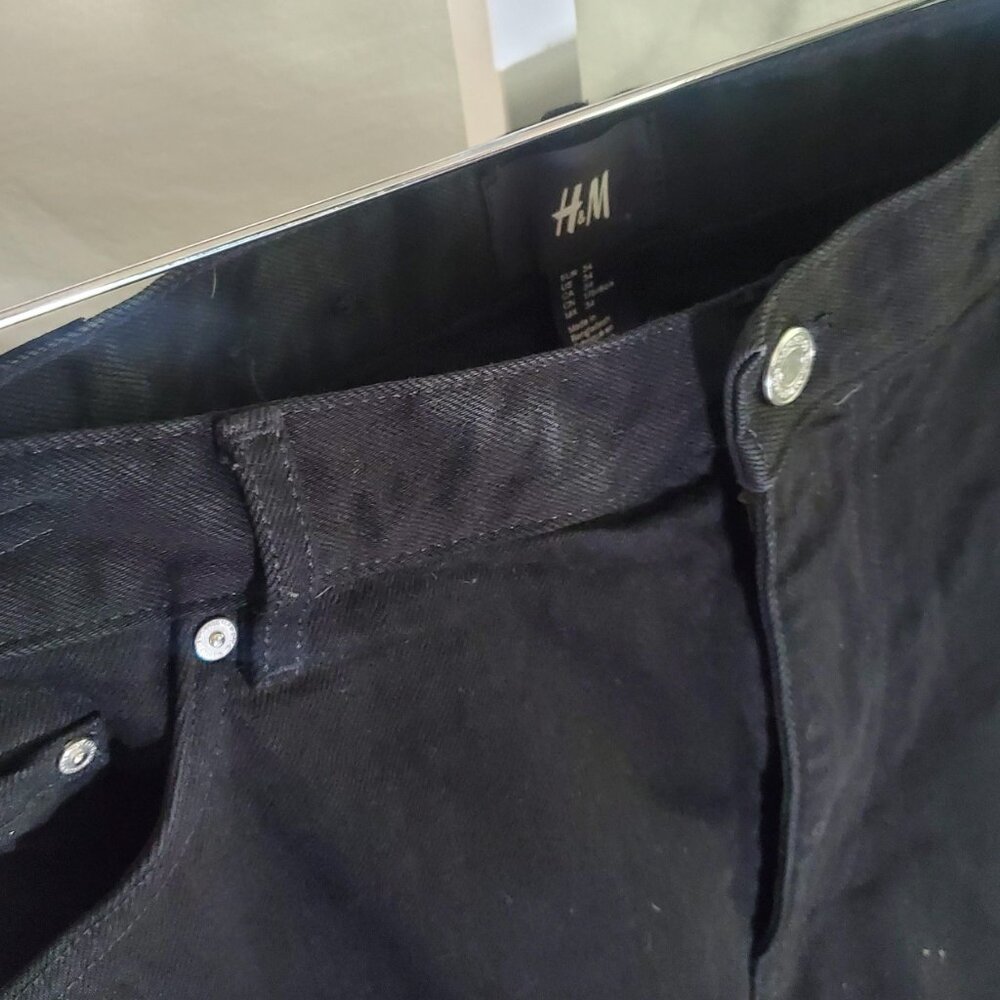 H&M Black Jeans Raw Hem Mens 34W - Picture 2 of 16